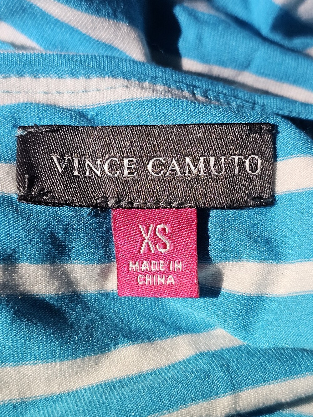 Vince Camuto Striped Turquoise & White Sleeveless Tank Top - Picture 9 of 10